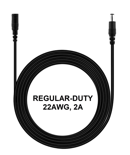 10-ft Power Extension Cable - REGULAR-DUTY - 22AWG - 2A - 5.5mm X 2.1mm ...