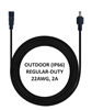 10-ft Power Extension Cable - OUTDOOR RATED (IP66) - REGULAR-DUTY - 22AWG - 2A - M12-1.75 Screw Threads - 5.5mm x 2.1mm Barrel Connectors - Works with Outdoor Battery Eliminator Kits